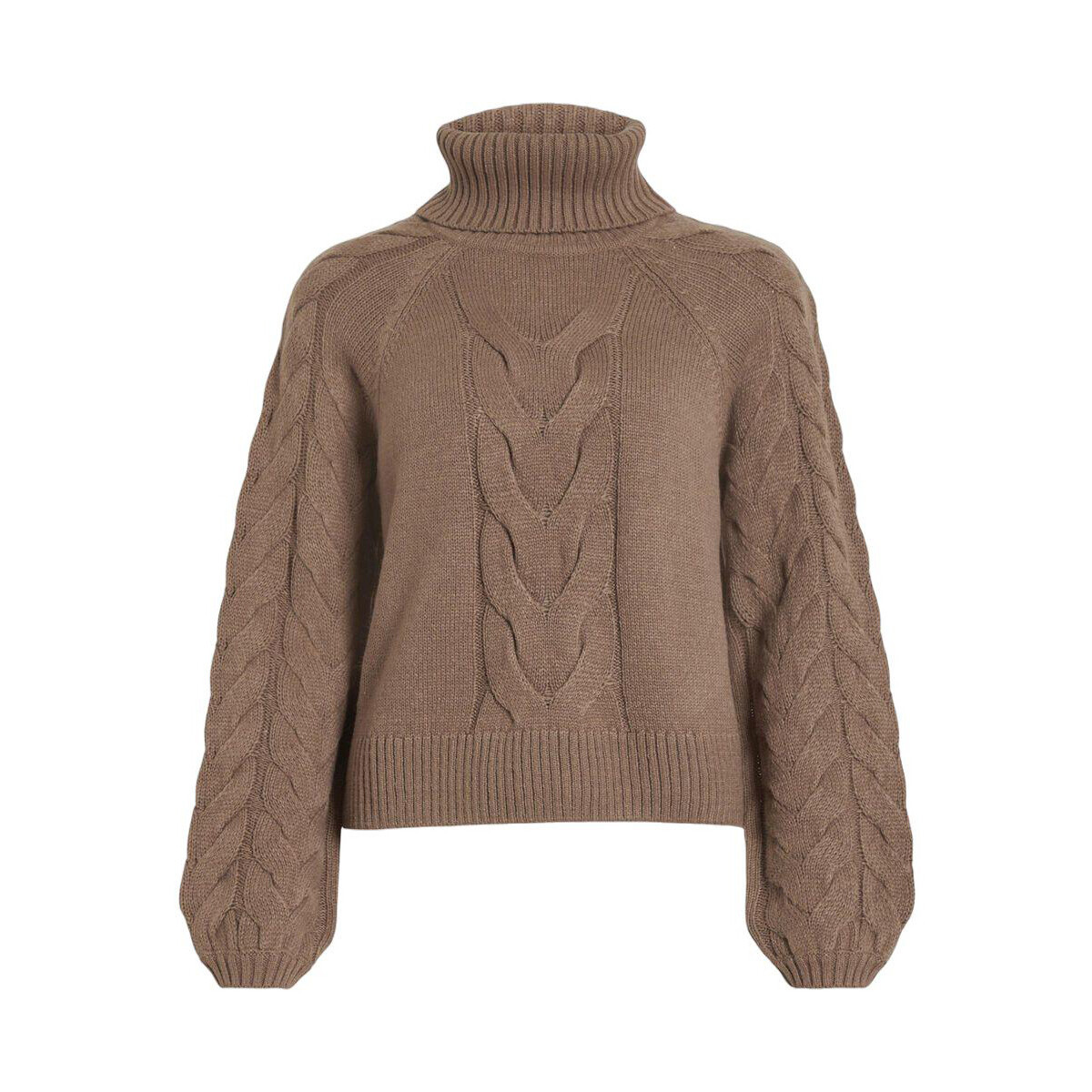 Vila  VIOA L/S CABLE ROLLNECK KNIT TOP/PB 14087553  Hnědá