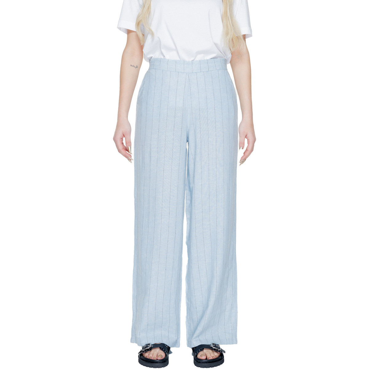 Vero Moda  Vmmindy Mw Wide Pinstripe Linen 10304667  Modrá