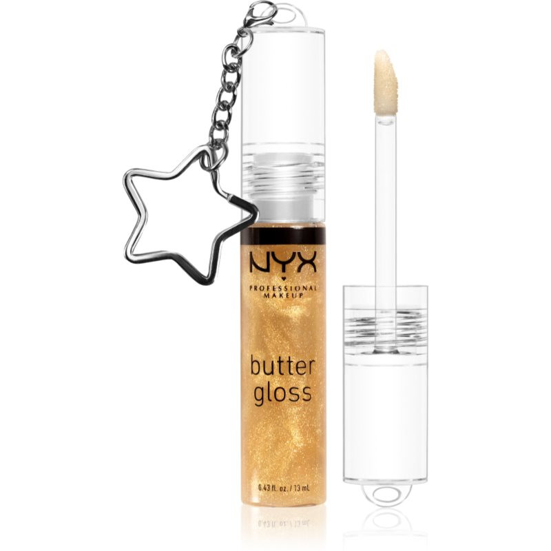 NYX Professional Makeup Butter Gloss lesk na rty (limitovaná edice) odstín 25k Gold + Keychain 13 ml