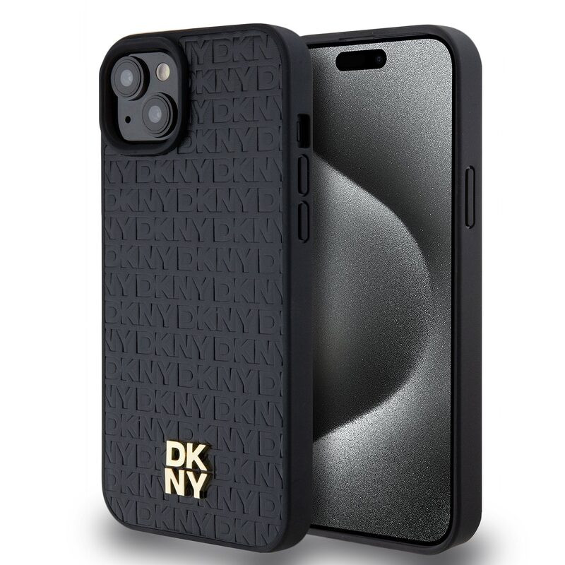 Pouzdro DKNY PU Leather Repeat Pattern Stack Logo Magsafe zadní kryt Apple iPhone 13 Black