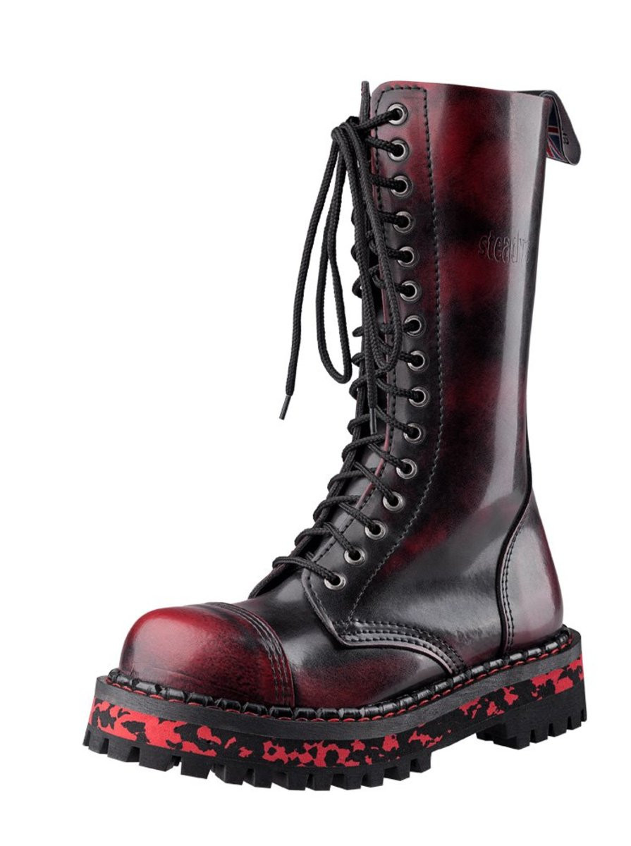 boty kožené unisex - 15 dírkové - STEADY'S - STE/15/D_RED/BLACK 36