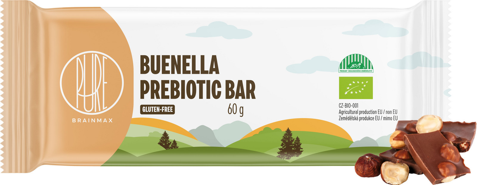 BrainMax Pure Buenella Prebiotic Bar, tyčinka s vlákninou, Buenella, BIO, 60 g