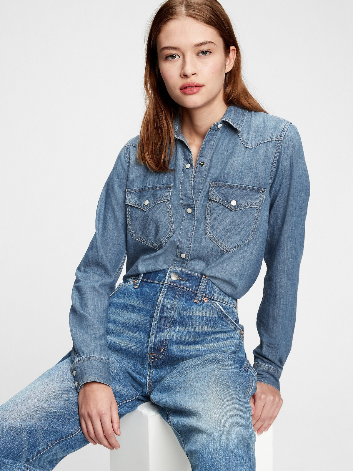 GAP Modrá dámská košile denim western