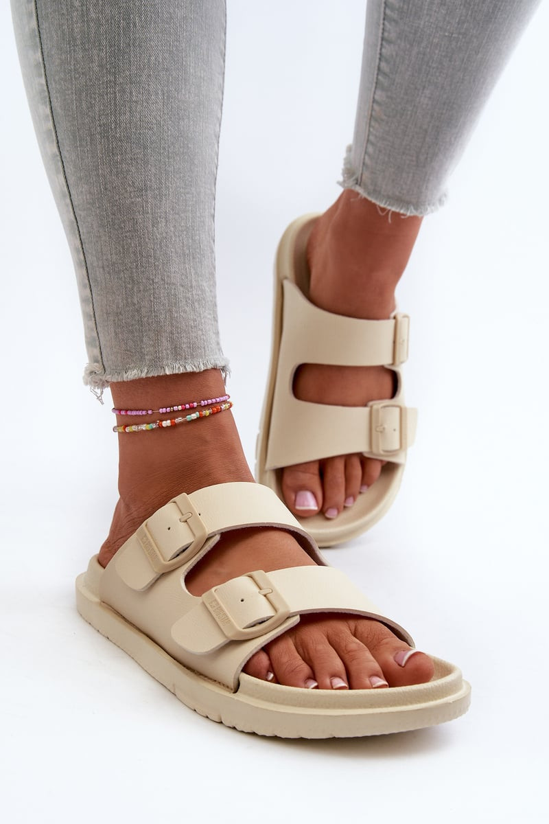 Dámské lehké pěnové pantofle s přezkami Big Star béžová