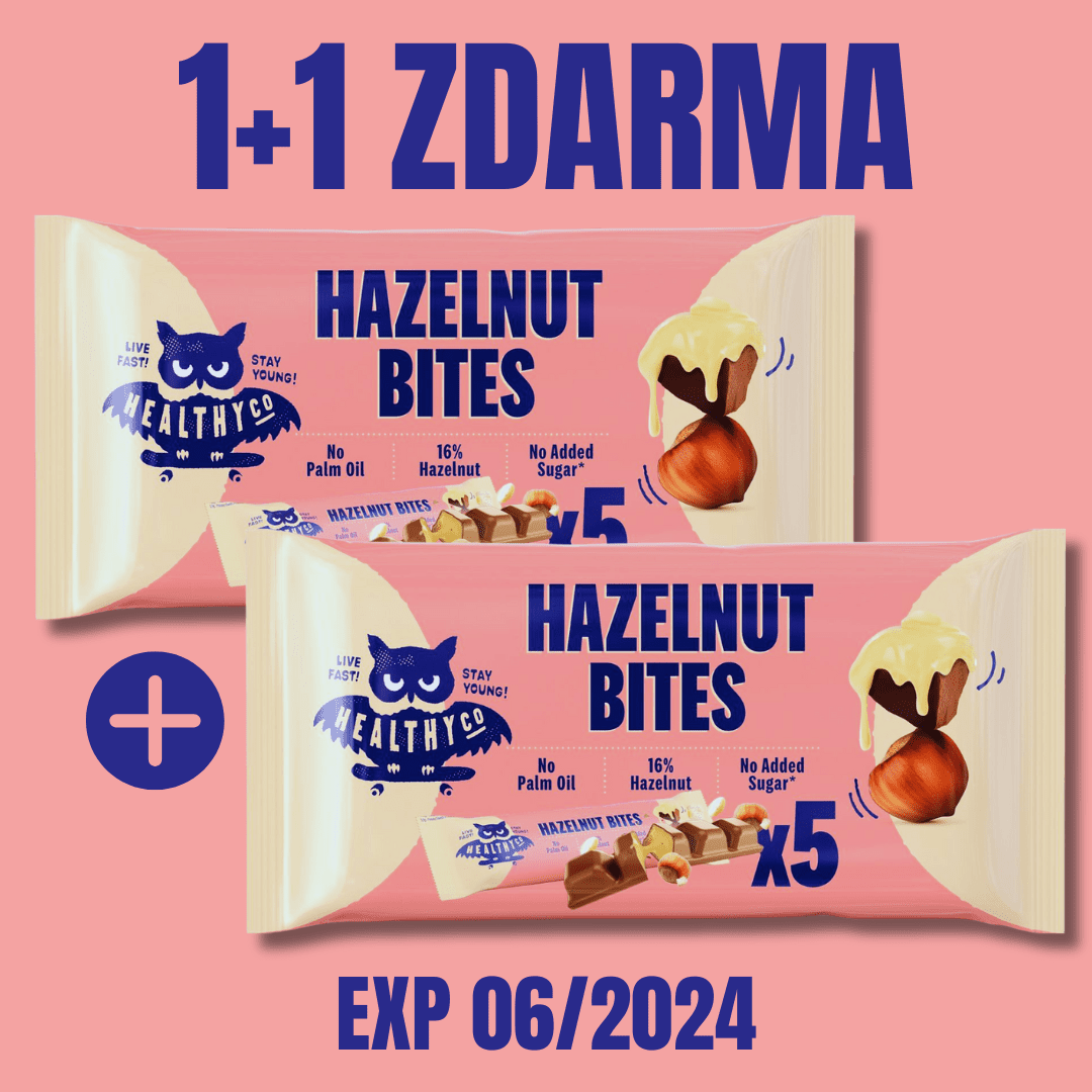 TAMBI, s.r.o. HealthyCo Hazelnut bites 21g 5-PACK EXP 06-2024 1+1 ZDARMA