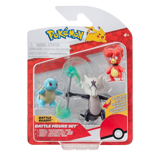 Pokémon akční figurky Magby, Squirtle a Alolan Marowak - 5 cm