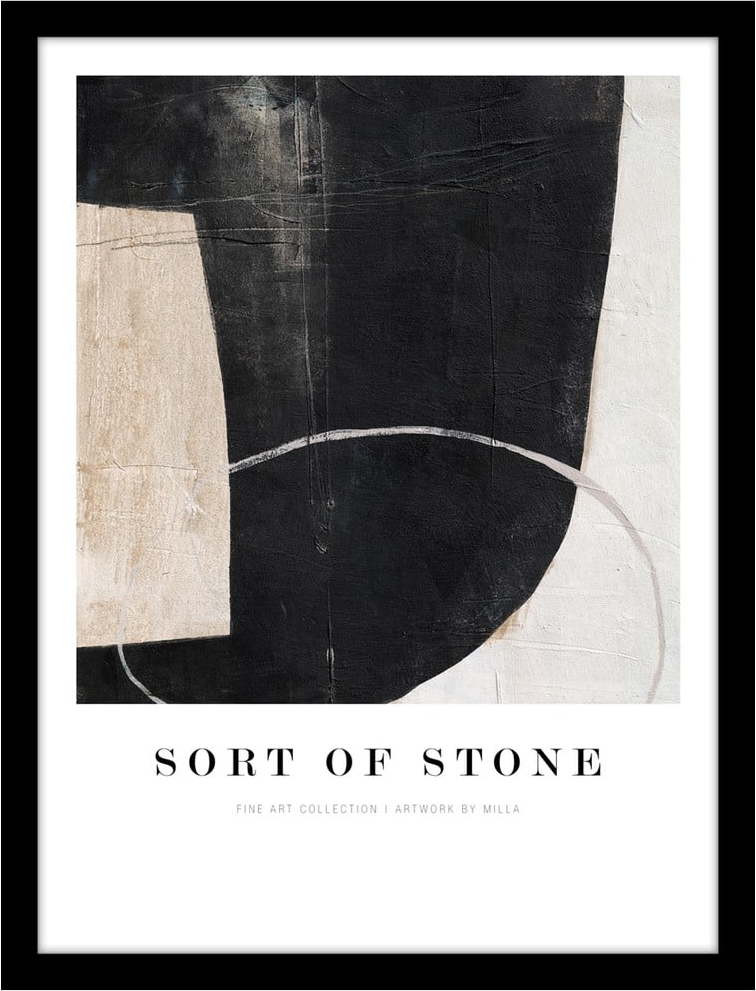 Plakát v rámu 32x42 cm Sort Of Stone – Malerifabrikken