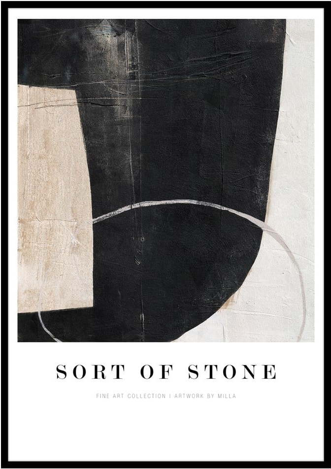 Plakát v rámu 72x102 cm Sort Of Stone – Malerifabrikken