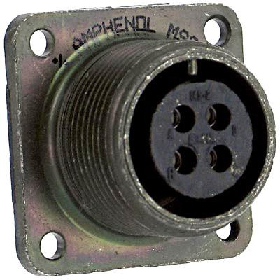 Amphenol Industrial Ms3102A14S-2S. Circular Connector, Receptacle, Size 14S, 4 Position, Box