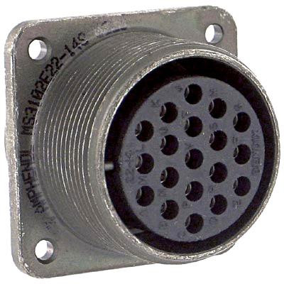 Amphenol Industrial Ms3102E14S-7S. Circular Connector, Receptacle, Size 14S, 3 Position, Box