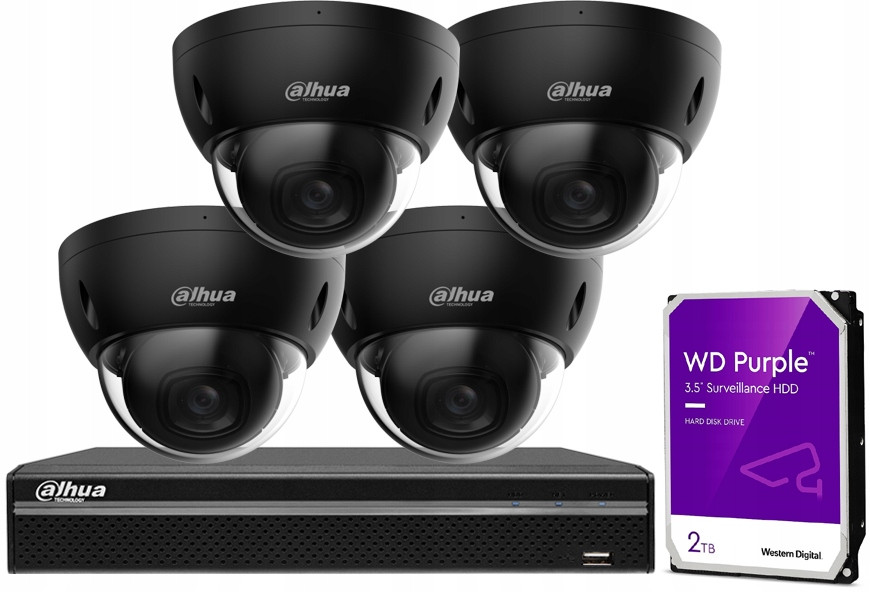 Monitorovací sada Dahua 4MP IPC-HBDW2441E-S Black 2.8mm WizSense Nvr Poe
