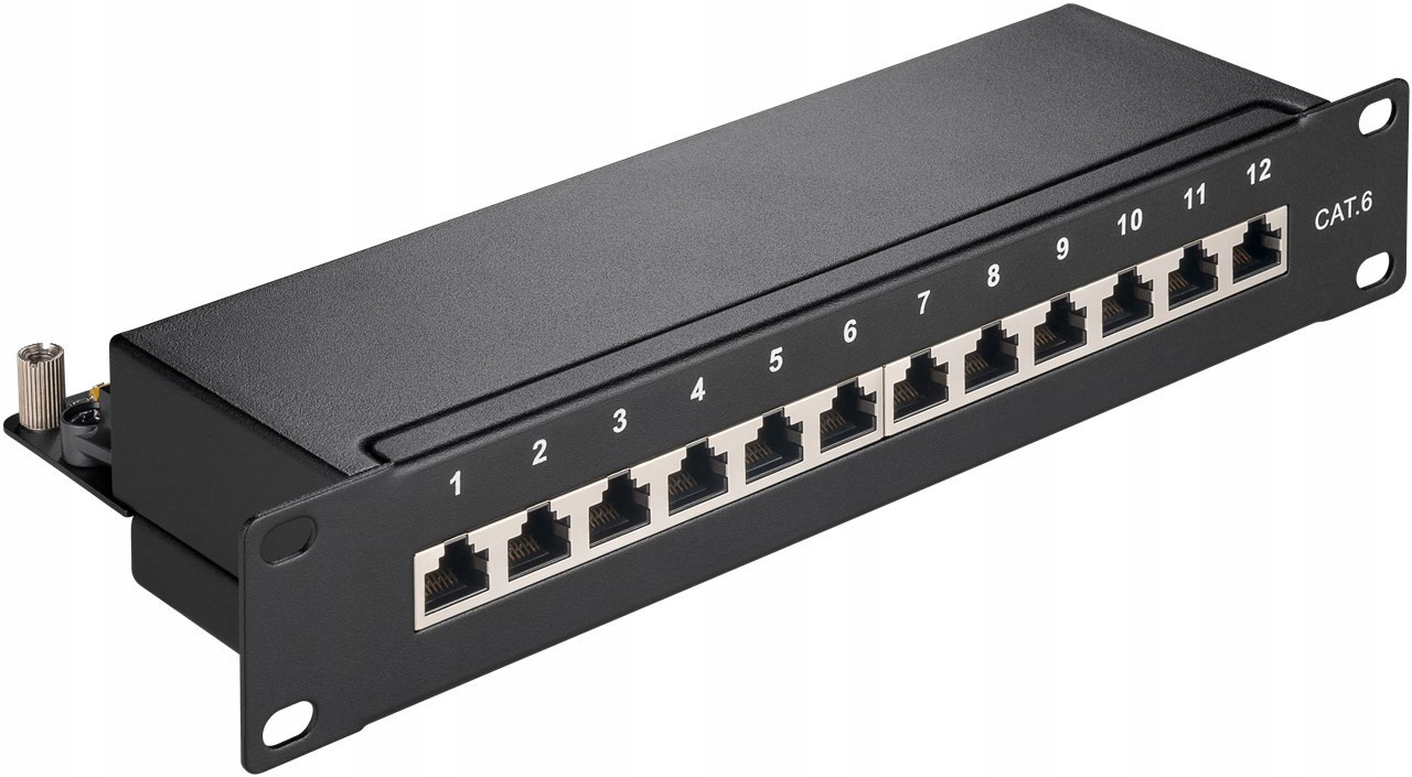 Patch panel CAT6 Stp 10palcový 12-portů Černý