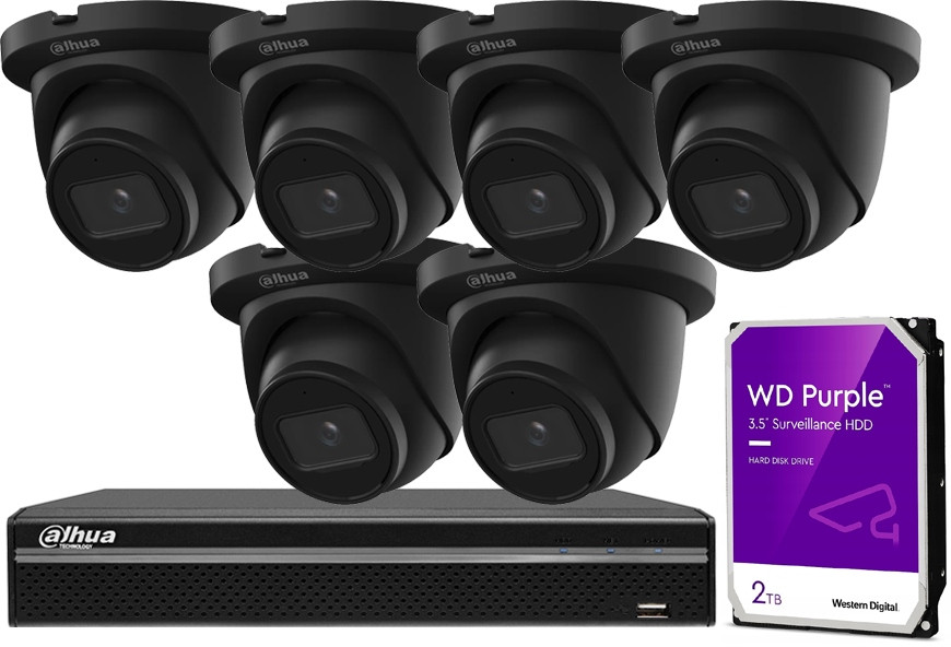 Sada kamer Dahua 4MPx IPC-HDW2441TM-S Black WizSense PoE rekordér 2TB