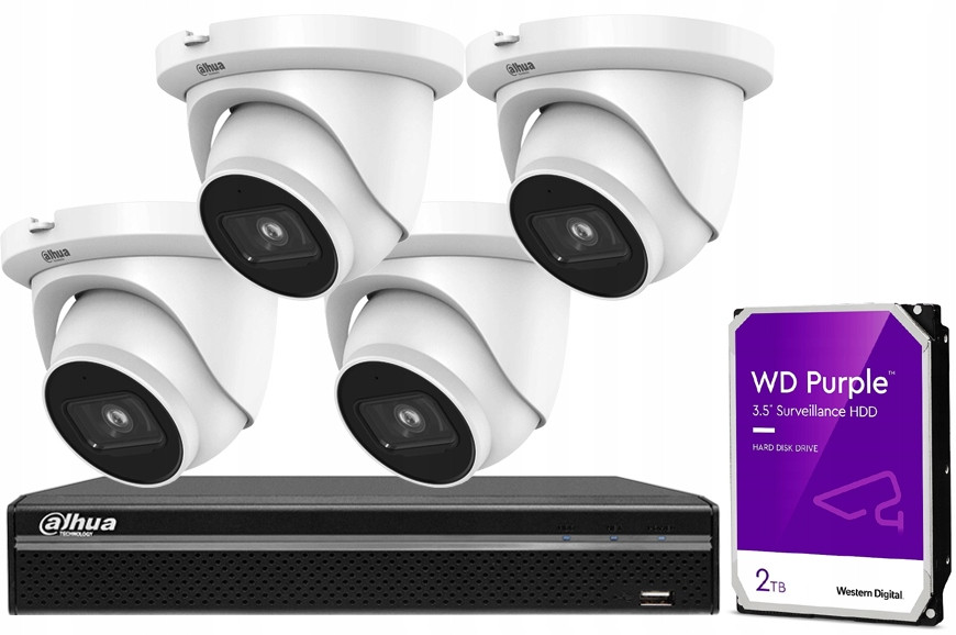 Monitorovací sada Dahua 4MPx WizSense Analytika 4 Ip kamery Nvr PoE