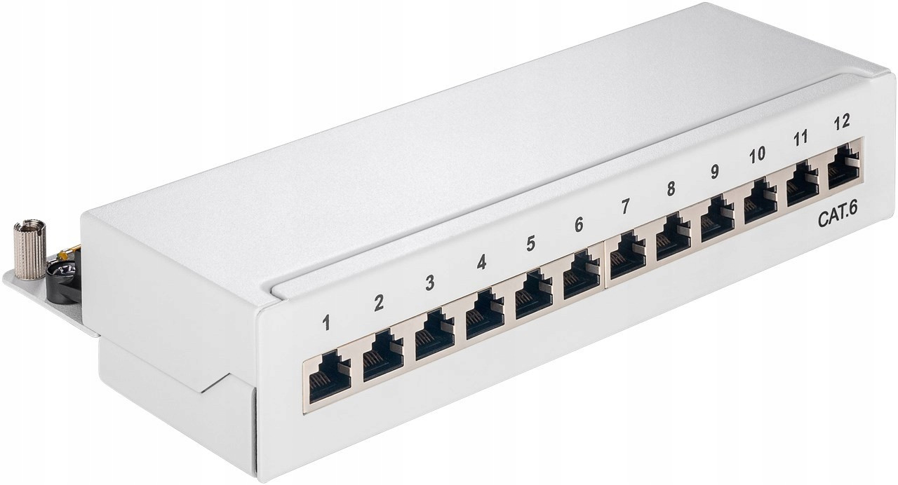 Patchpanel kat.6 mini/stolní, 12 portů Šedá