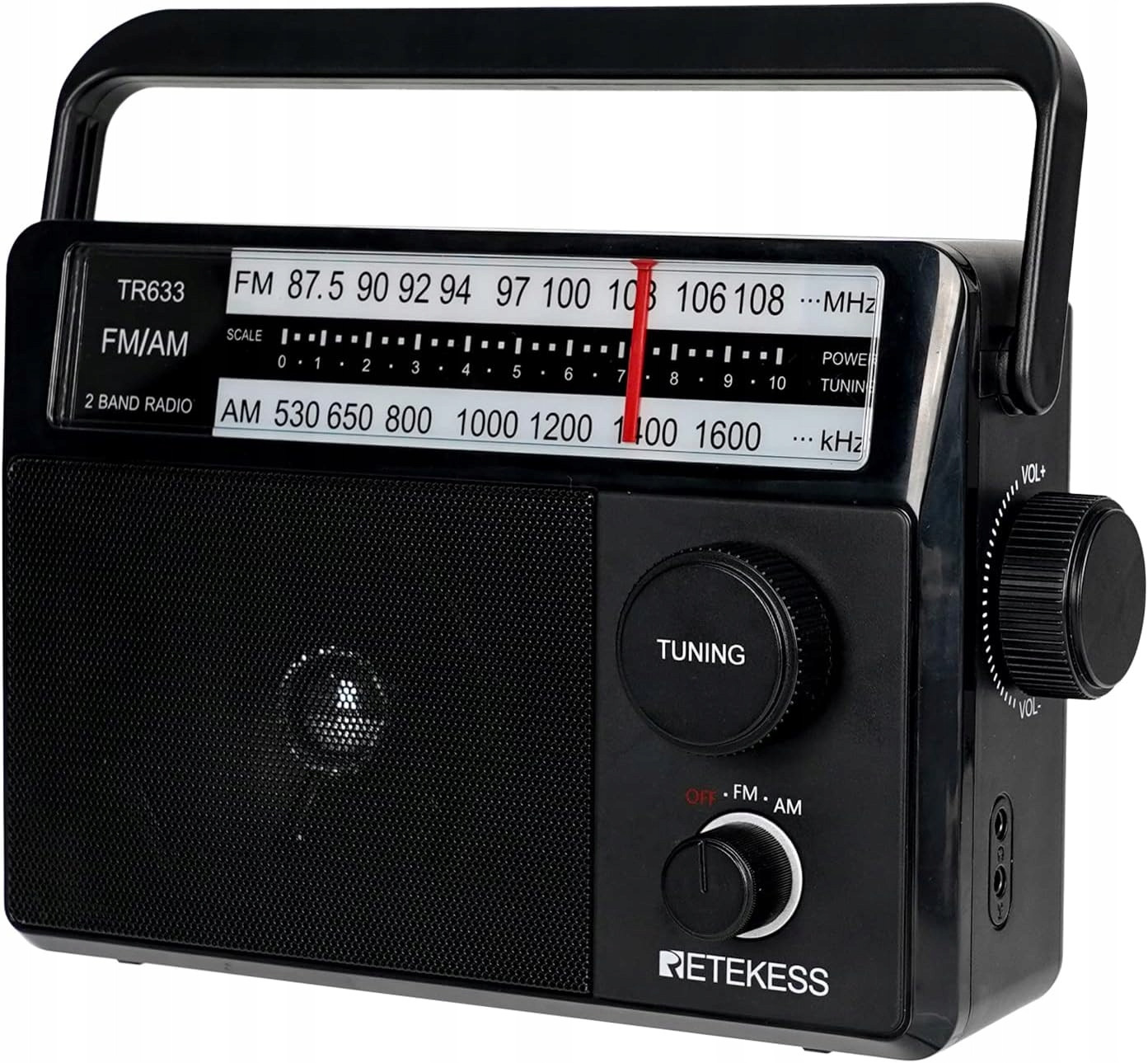 Retekess TR633 Přenosné Rádio,AM Fm Kuchyňské Rádio, Velký Reproduktor (černý)