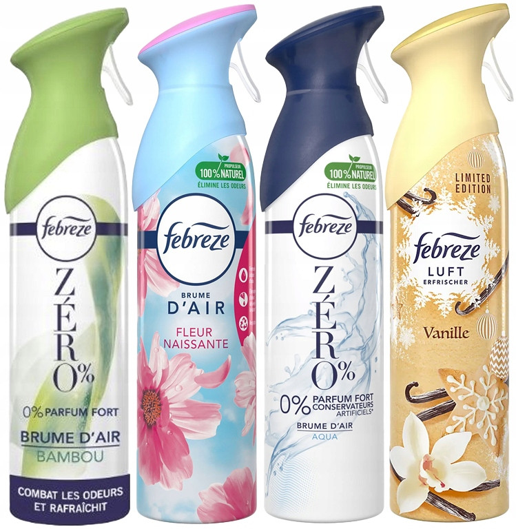 Febreze Osvěžovače ve spreji Bambou Aqua Květinový Vanilka x4 MIX