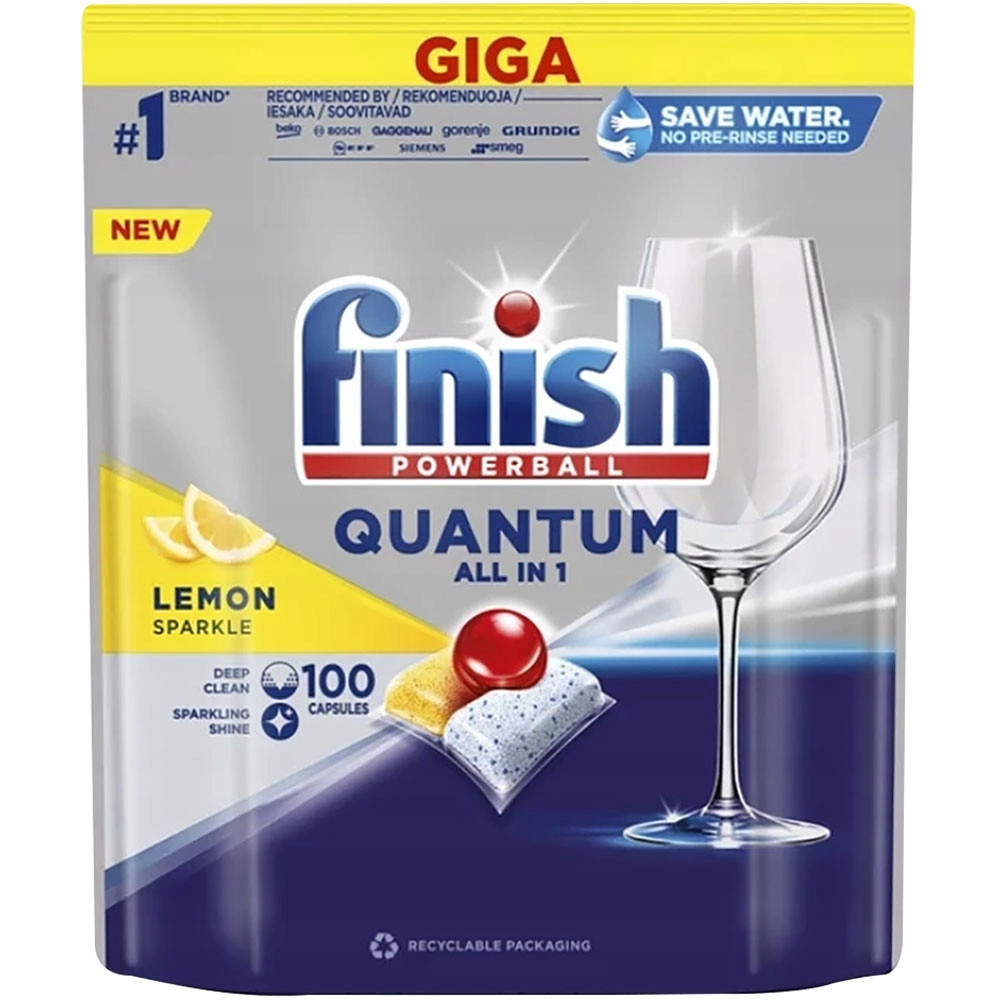 Finish Quantum Lemon Tablety Kapsle Do Myčky Nádobí Citronová 100ks