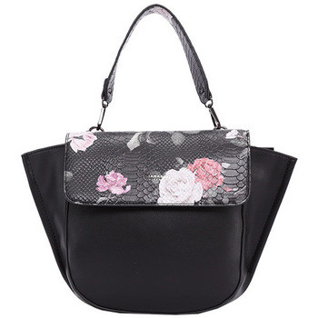Diana & Co  Květinová dámská taška s klopou černá  Černá