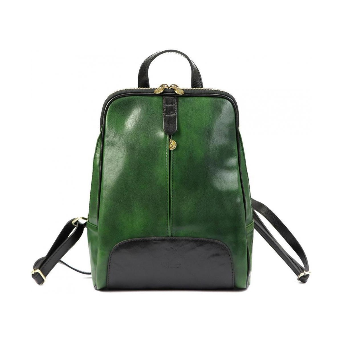 Vera Pelle  Kožený zeleno-černý dámský batoh Florence  ruznobarevne