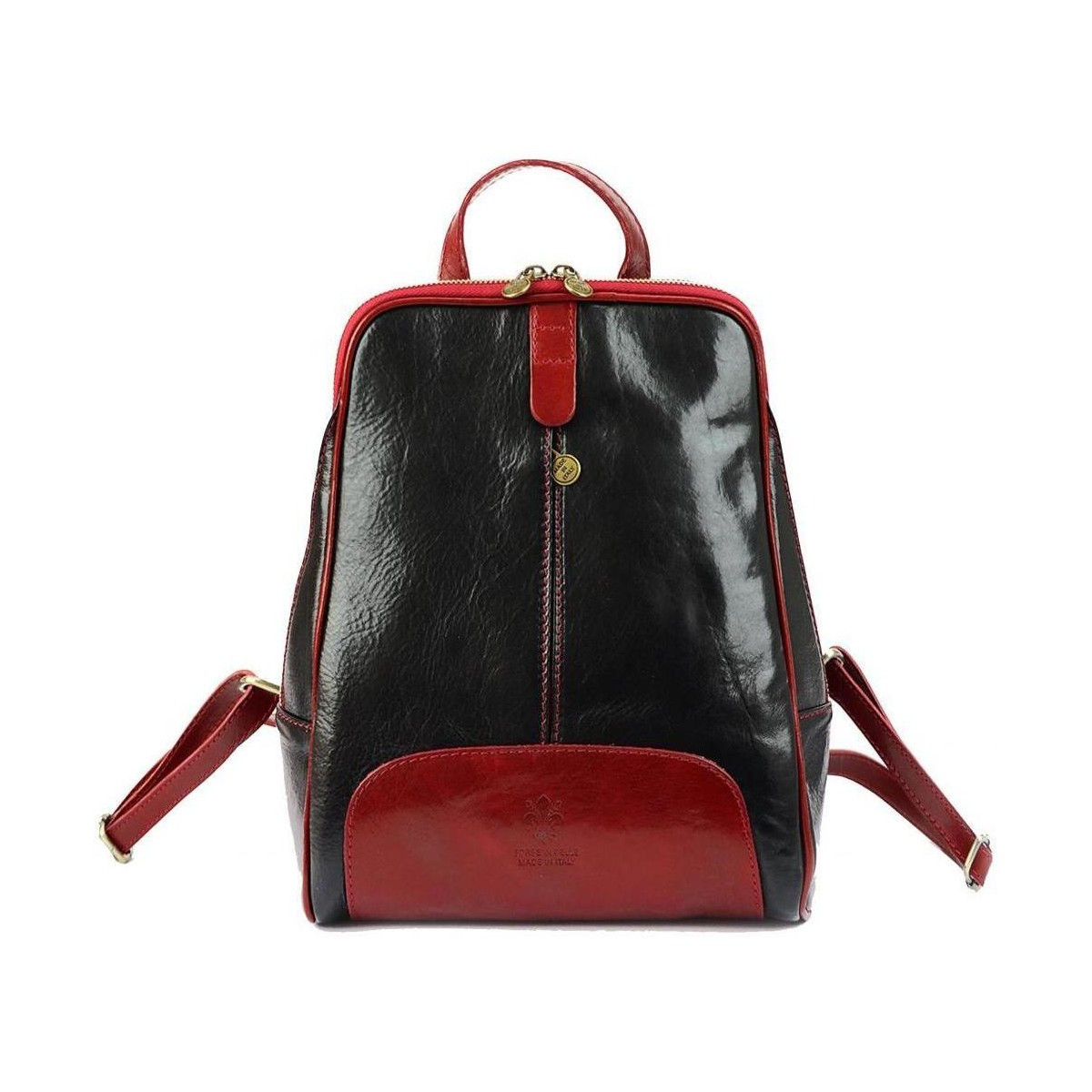 Vera Pelle  Kožený černo-červený dámský batoh Florence  ruznobarevne