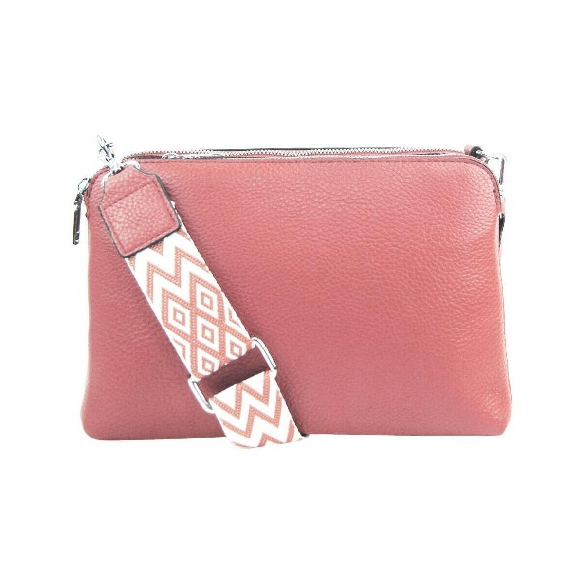 Jessica Bags  Růžová crossbody dámská kabelka se třemi sekcemi Jessica  Růžová