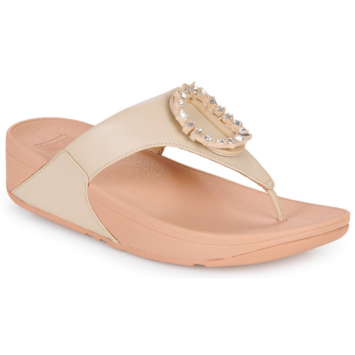 FitFlop  LULU CRYSTAL-CIRCLET LEATHER TOE-POST SANDALS  Růžová