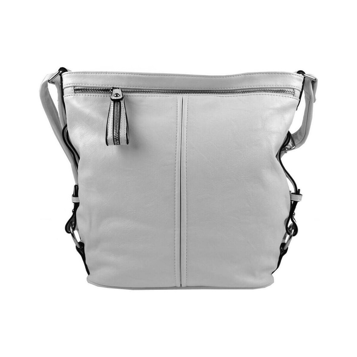 Mahel  Moderní velká crossbody kabelka 74-MH světle šedá  Šedá