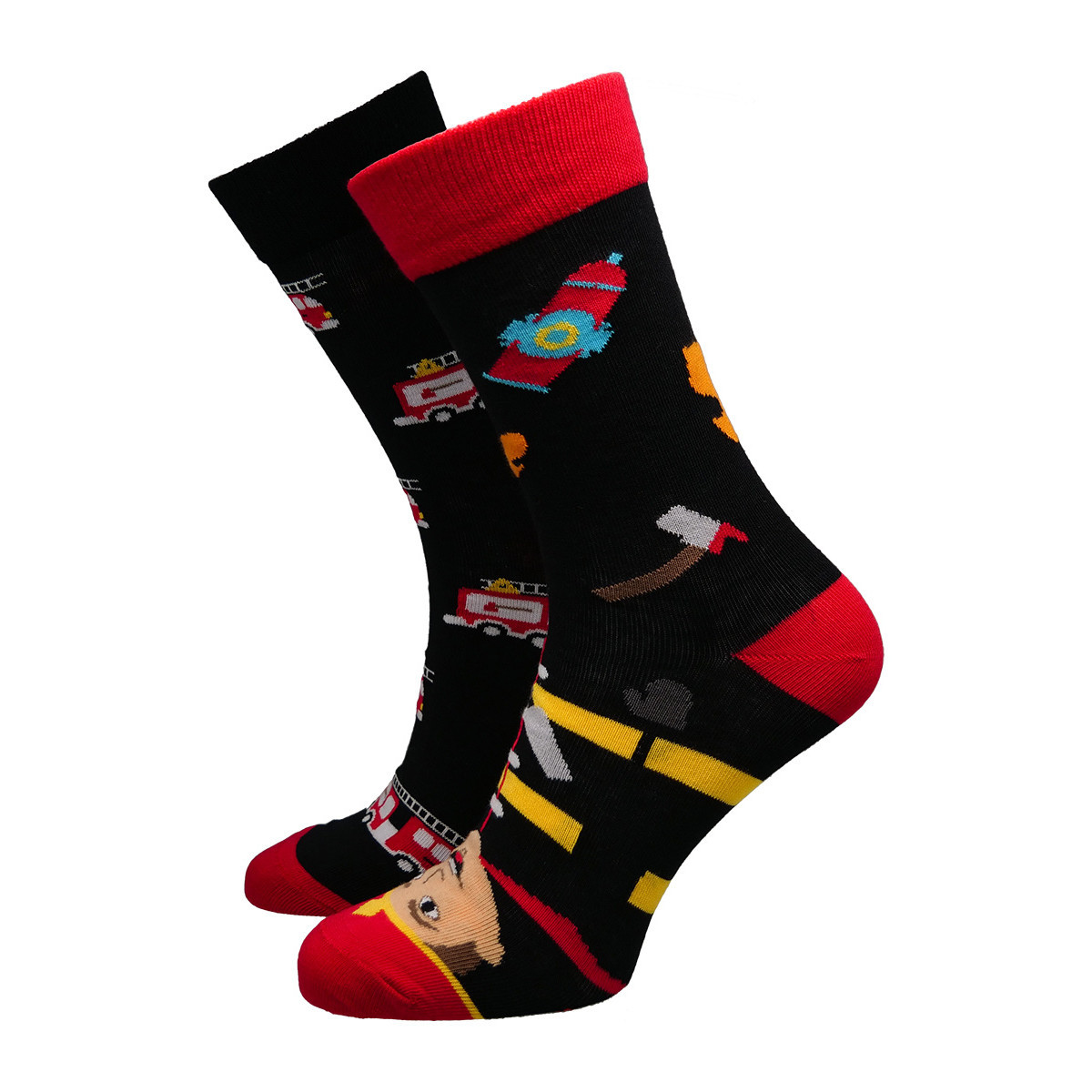 Hesty Socks  unisex ponožky Fireman černo-červené  ruznobarevne