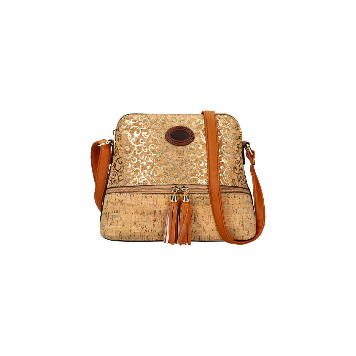 Beast Style  Crossbody dámská kabelka v korkovém designu T8297 typ 15  Hnědá