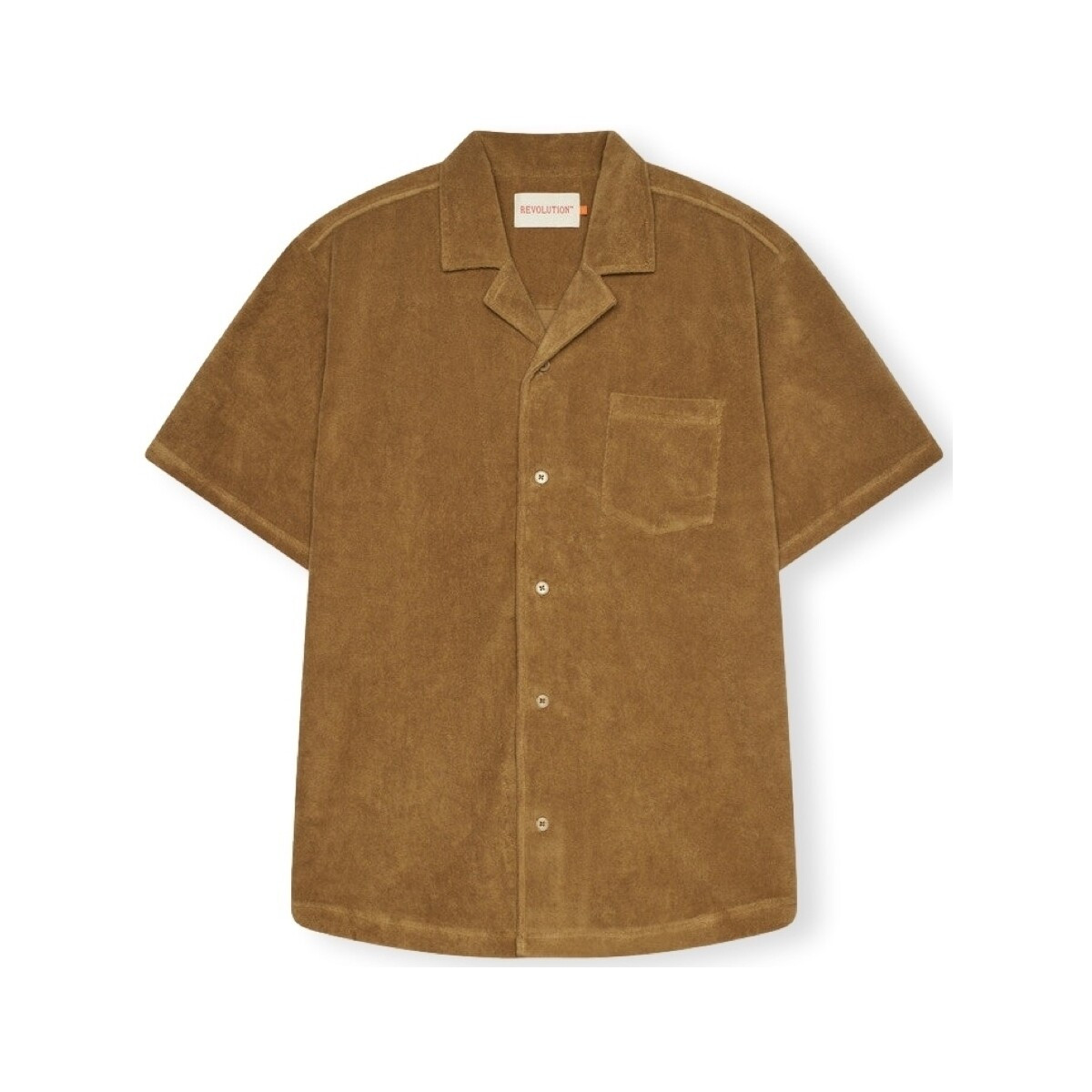 Revolution  Terry Cuban shirt S/S - Dark Khaki  Hnědá