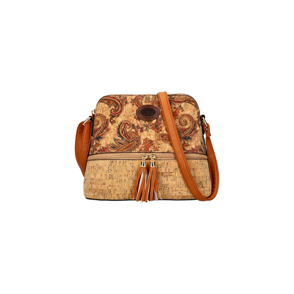 Beast Style  Crossbody dámská kabelka v korkovém designu T8297 typ 10  Hnědá