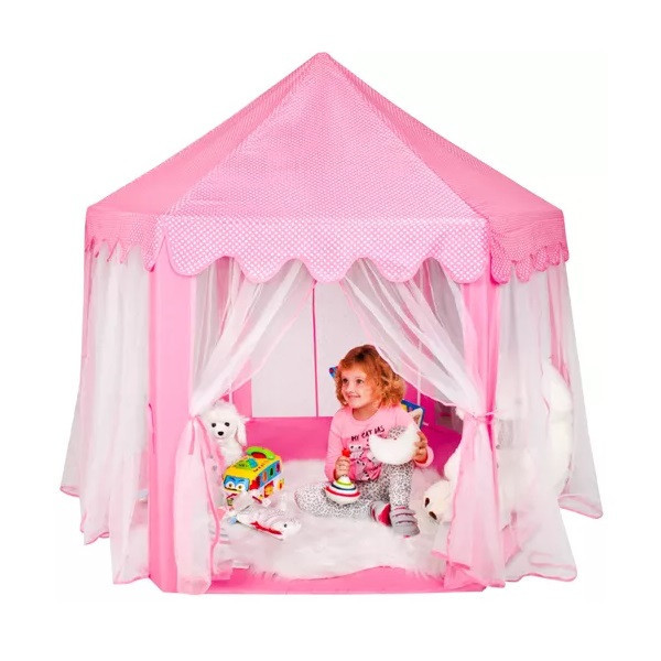Dětský stan růžový ve tvaru paláce