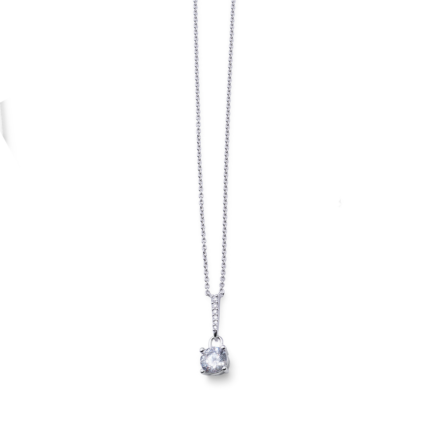 Oliver Weber Slušivý stříbrný náhrdelník se zirkony Slim 61285 (řetízek, přívěsek)