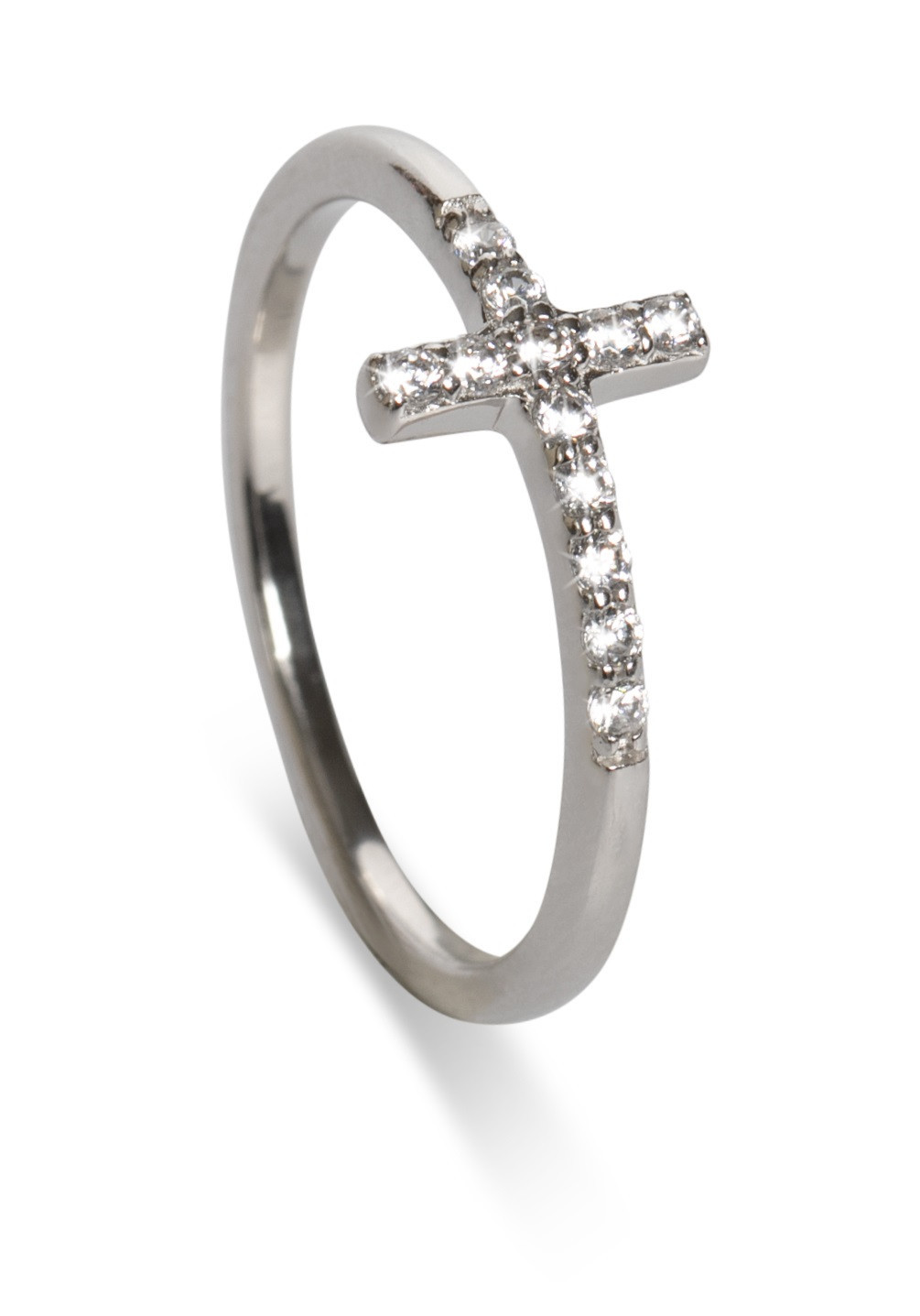 Oliver Weber Slušivý stříbrný prsten s křížkem Sanctuary 63342 52 mm