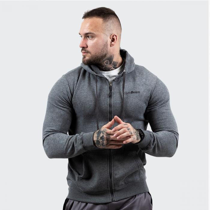 GymBeam Mikina Zipper Hoodie Grey Black POUZE XXL - šedá (VÝPRODEJ)