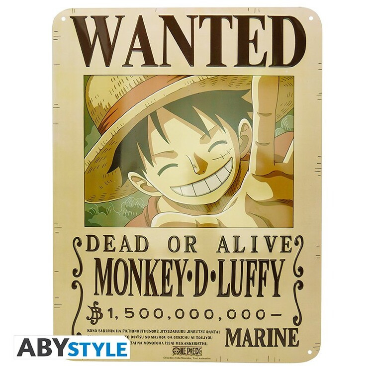 ABY STYLE Plechová cedule One Piece - Luffy Wanted New World, ( x  cm)