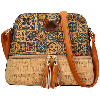 Beast Style  Crossbody dámská kabelka v korkovém designu T8297 typ 8  Hnědá