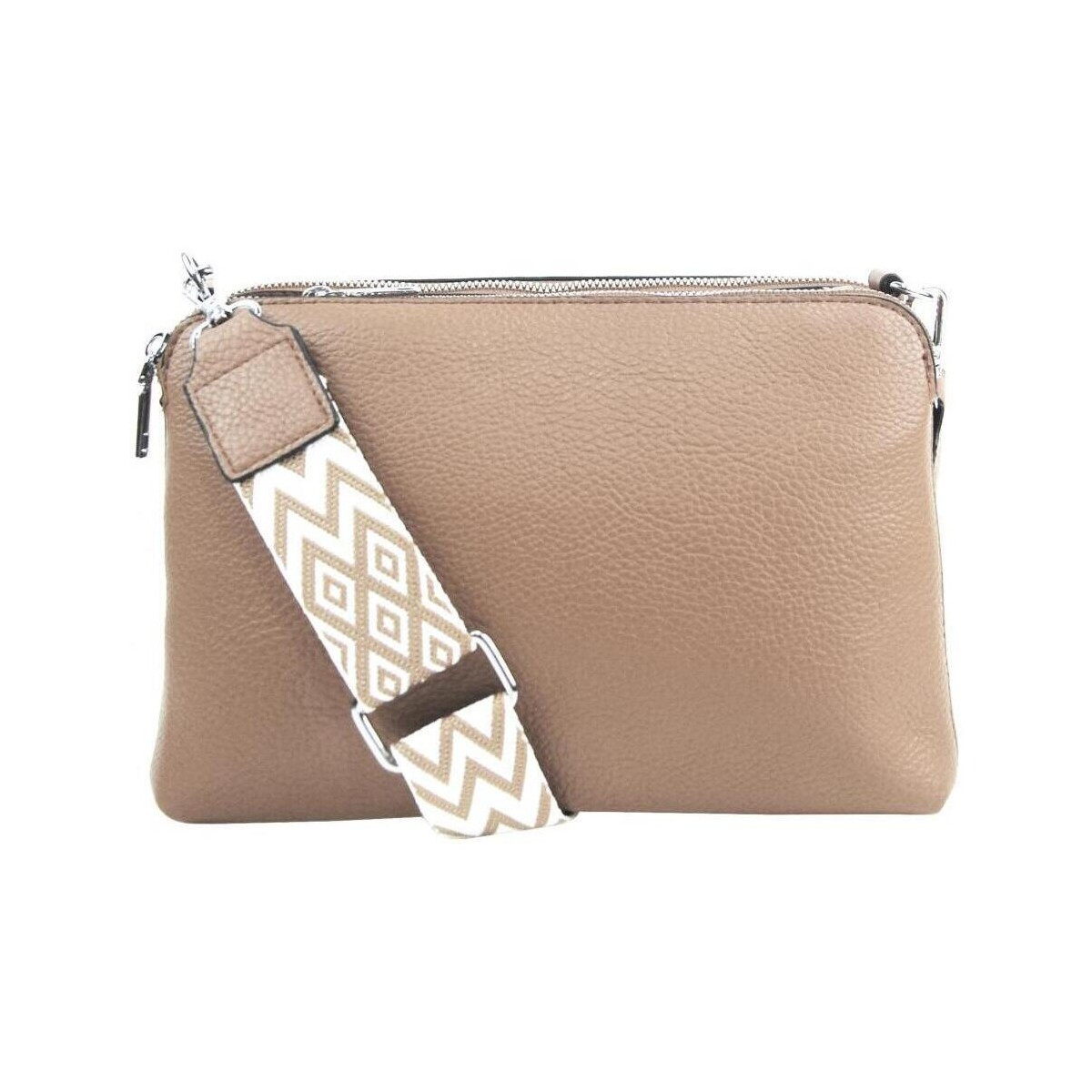 Jessica Bags  Latté hnědá crossbody dámská kabelka se třemi sekcemi Jessica  Hnědá