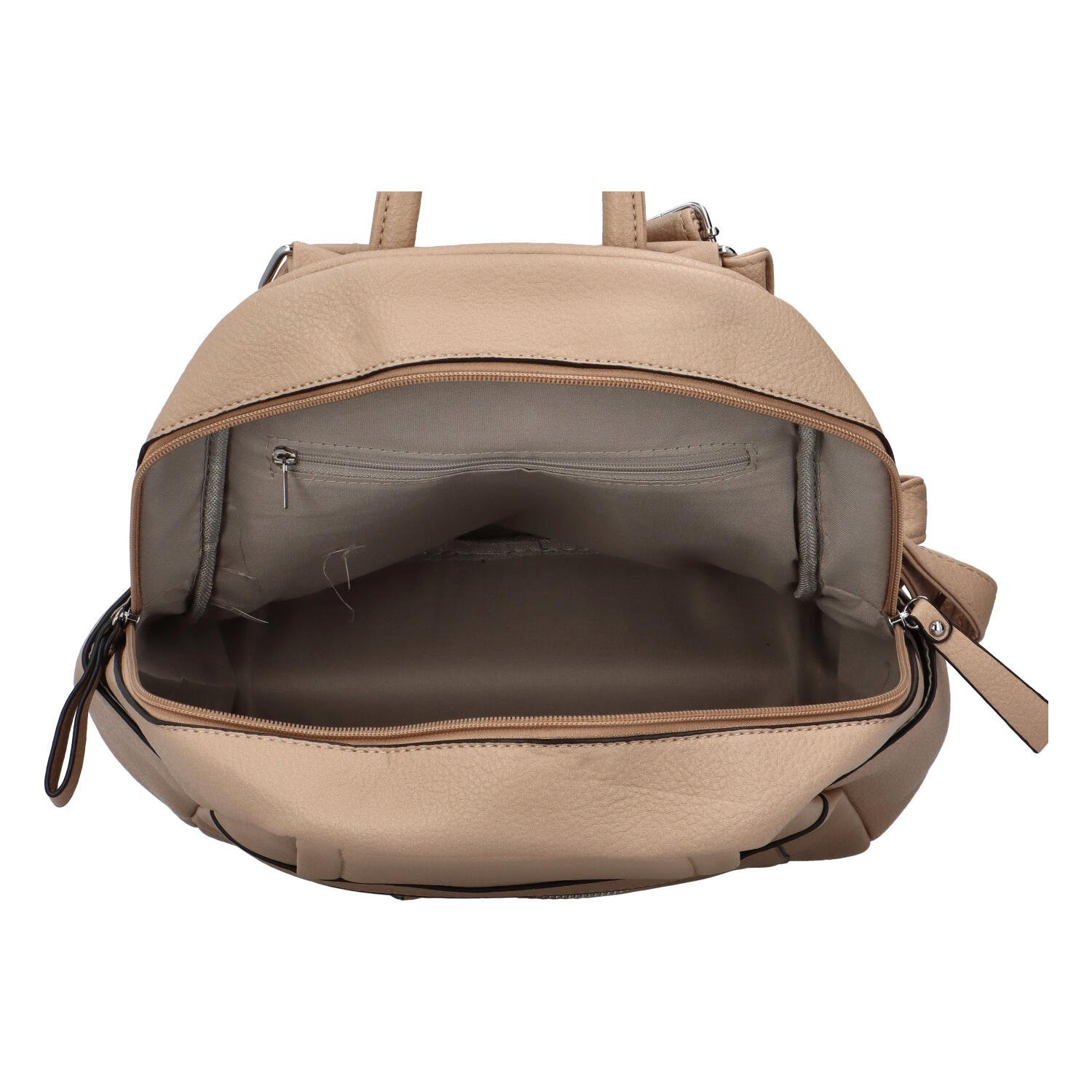 Příjemný dámský koženkový batůžek/kabelka Amurath, tmavší písková