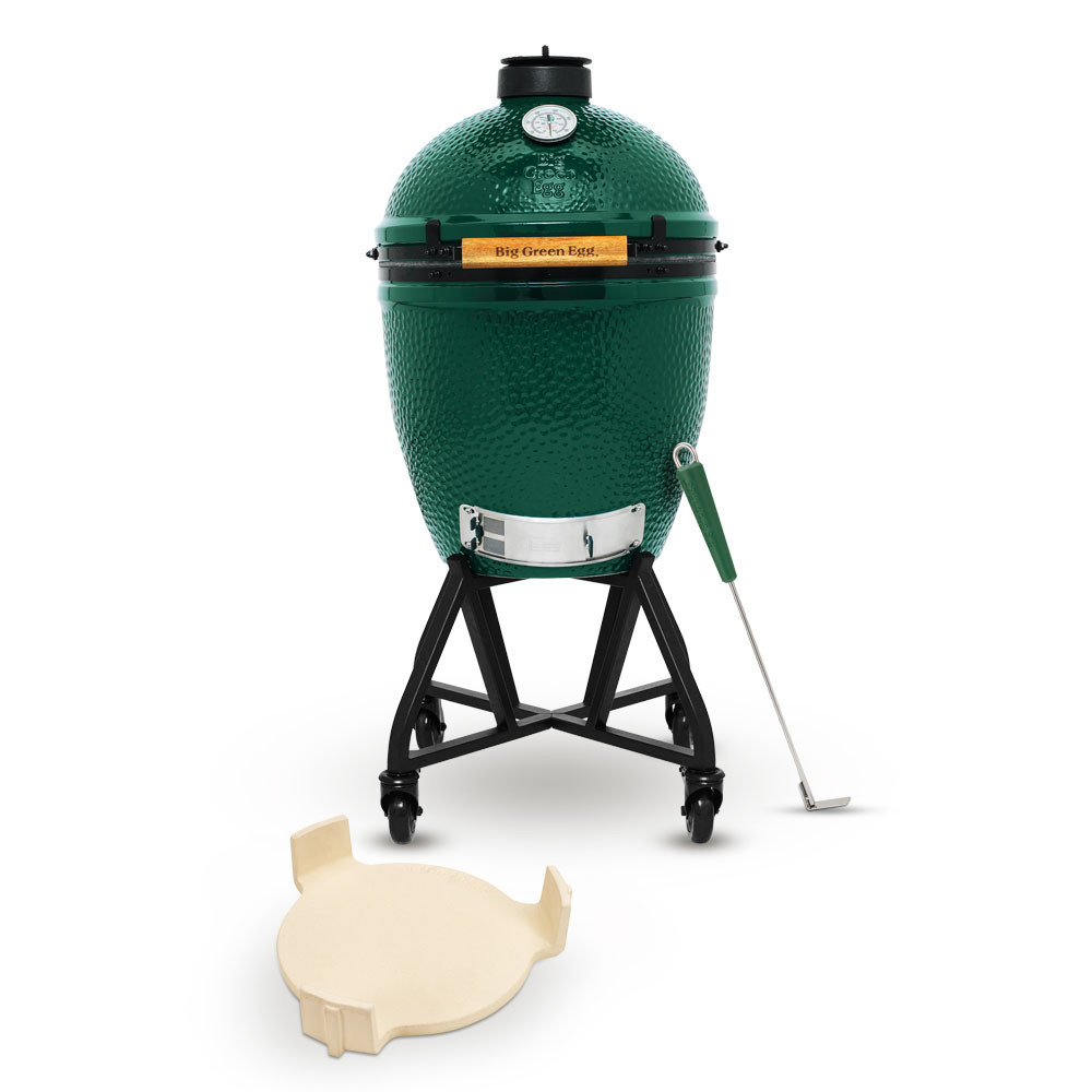 Gril na dřevěné uhlí M 38 cm, + pojízdný stojan + ConvEGGtor + pohrabáč, Big Green Egg