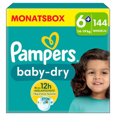 Pampers Plenky Baby-Dry, velikost 6+, 14-19 kg, měsíční balení (1 x 144 plenek)