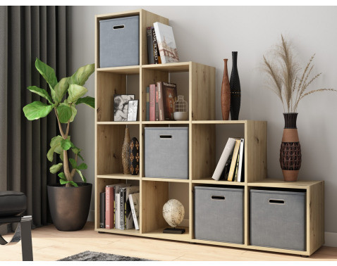 Regál s 10 přihrádkami Felicia, dub artisan