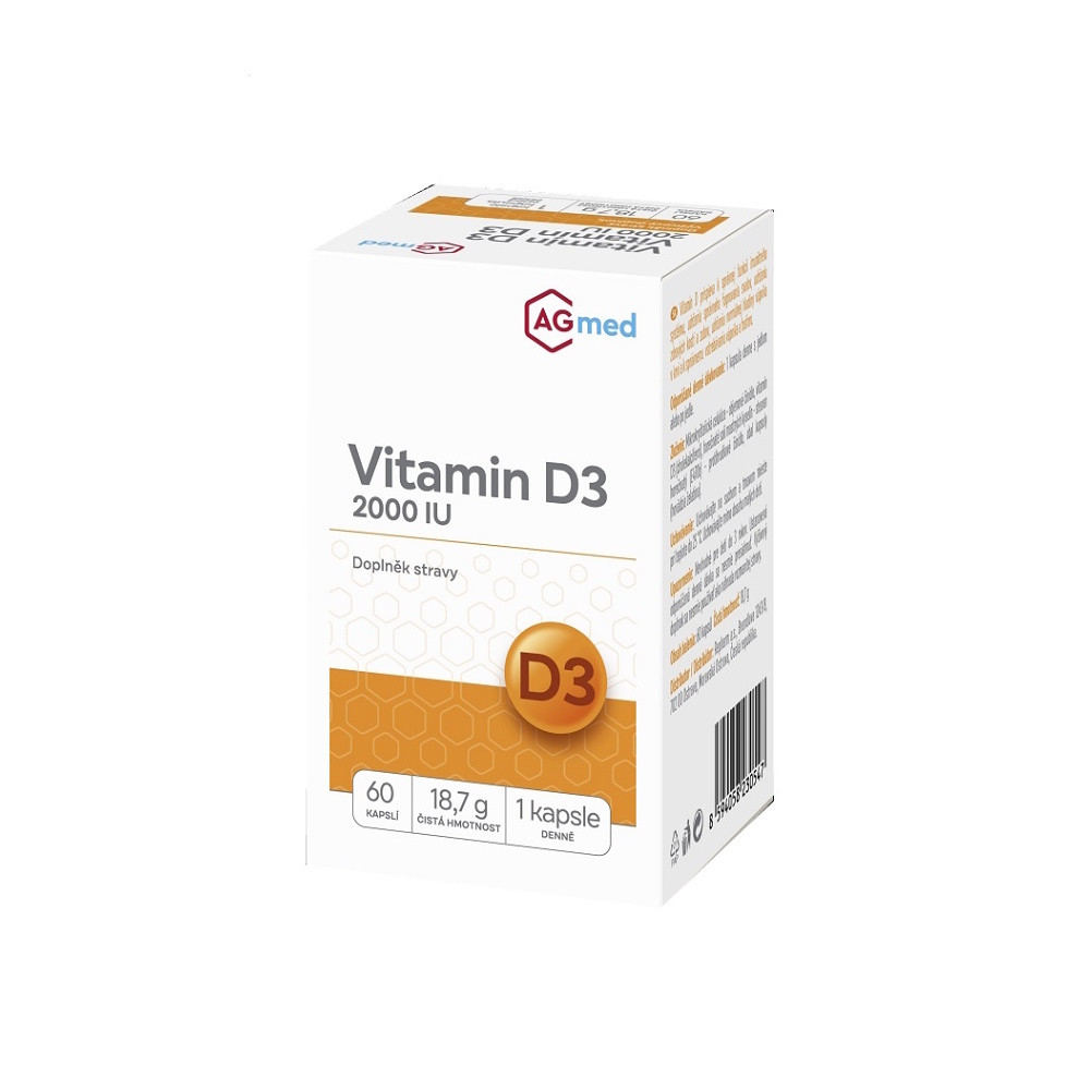 AGMED Vitamin D3 2000 IU 60 kapslí, poškozený obal