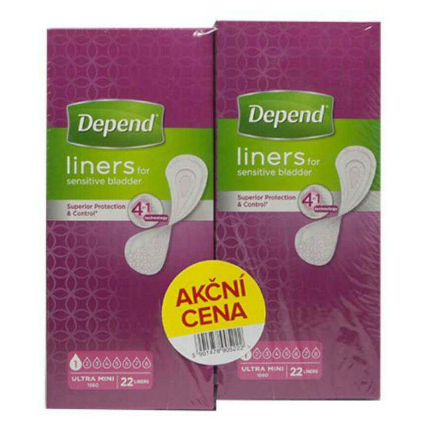 DEPEND Liners Ultra mini inkontinenční vložky DUOPACK 2 x 22 kusů