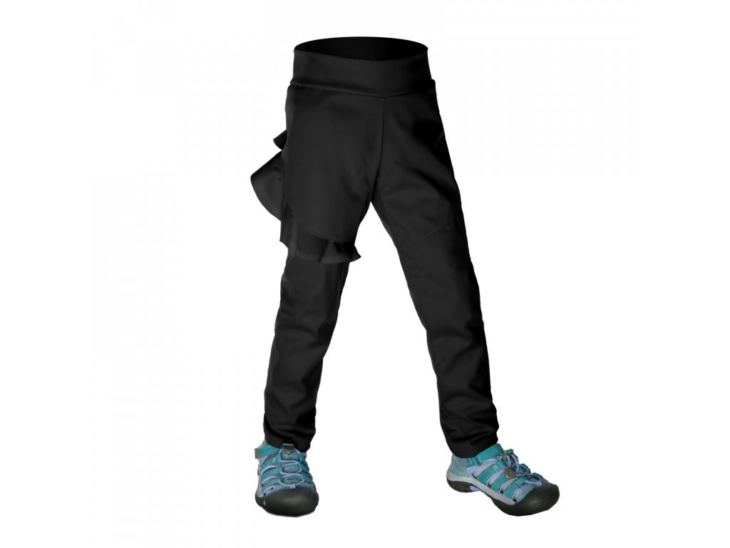 Unuo Unuo, Dětské softshellové kalhoty bez zateplení pružné Fantasy, Černá Velikost: 128/134 8596227078103