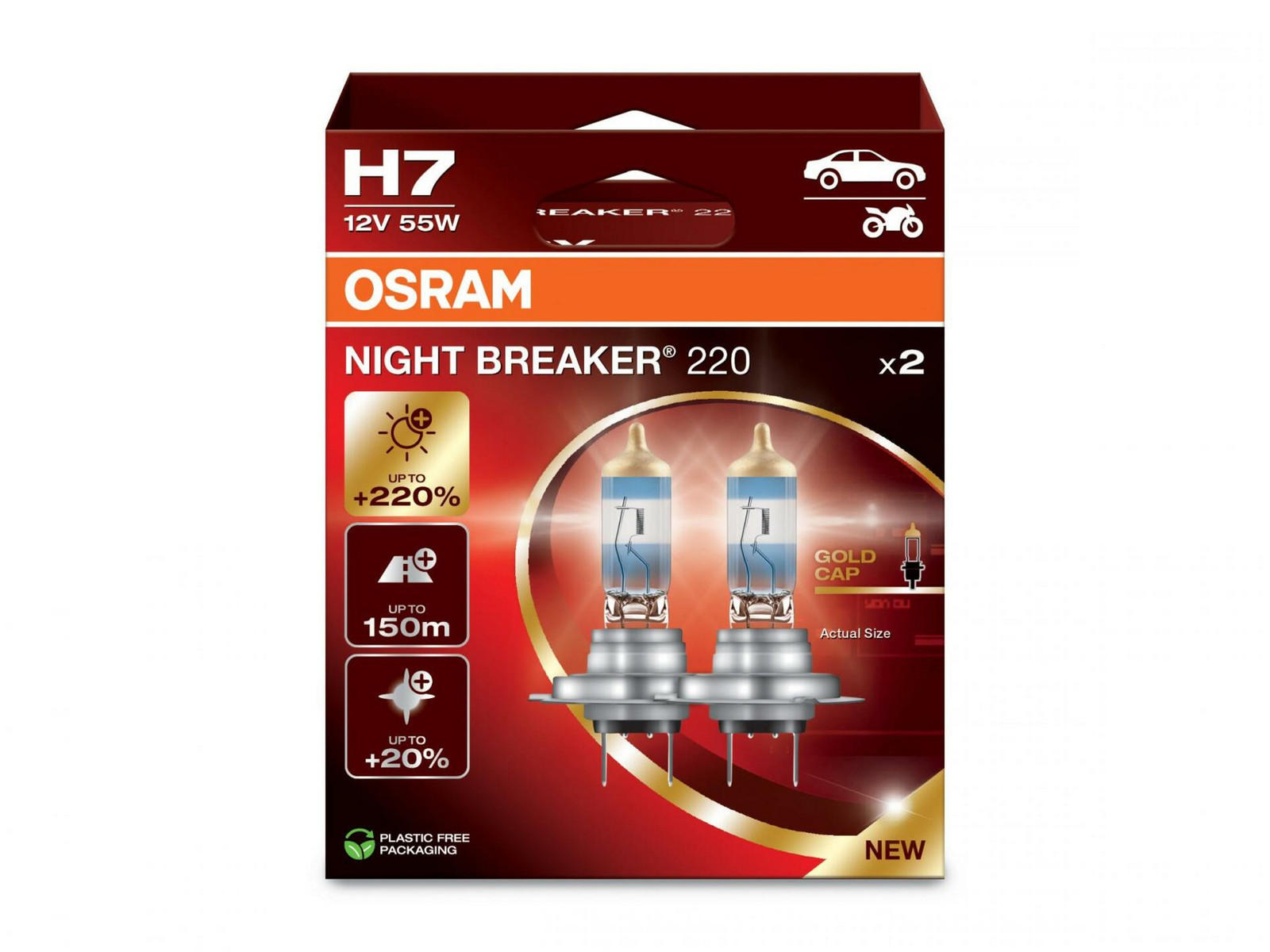 OSRAM H7 12V 55W PX26d NIGHT BREAKER 220 +220% 2ks 64210NB220-2HB