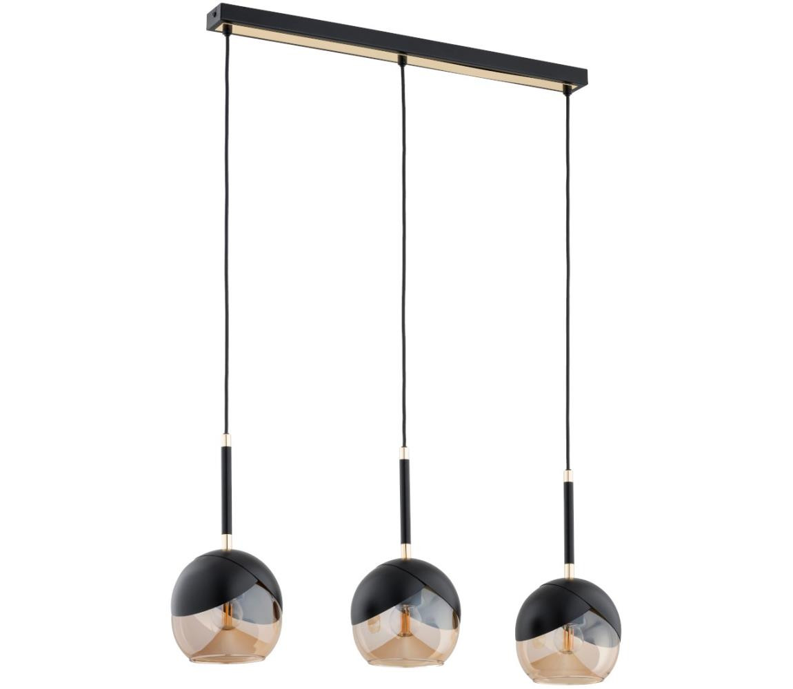 Lustr na lanku MILTONA 3xE27/60W/230V černá/béžová