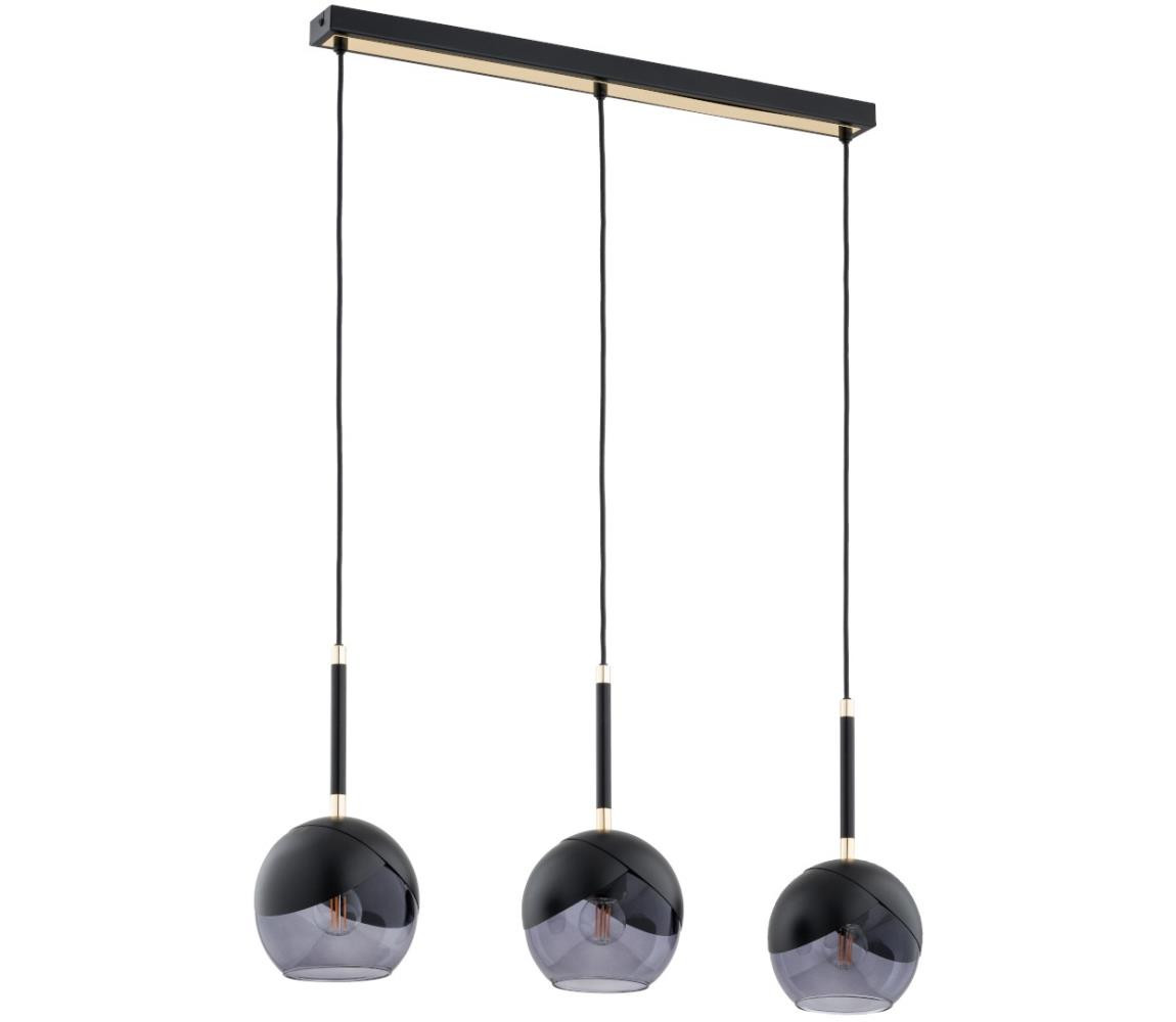 Lustr na lanku MILTONA 3xE27/60W/230V černá/šedá