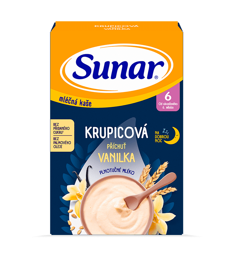 Sunar Mléčná kaše na dobrou noc krupicová vanilková 210 g